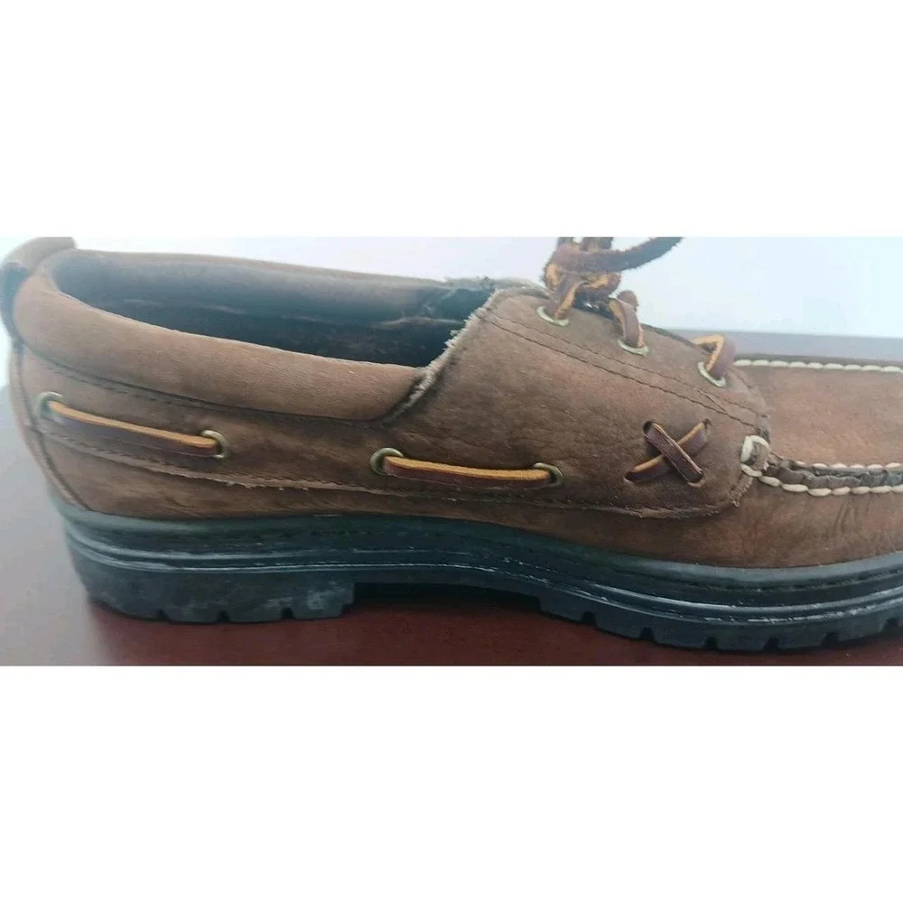 Polo Ralph Lauren Brown Leather loafer boat shoes mens 9.5 B preppy sailing